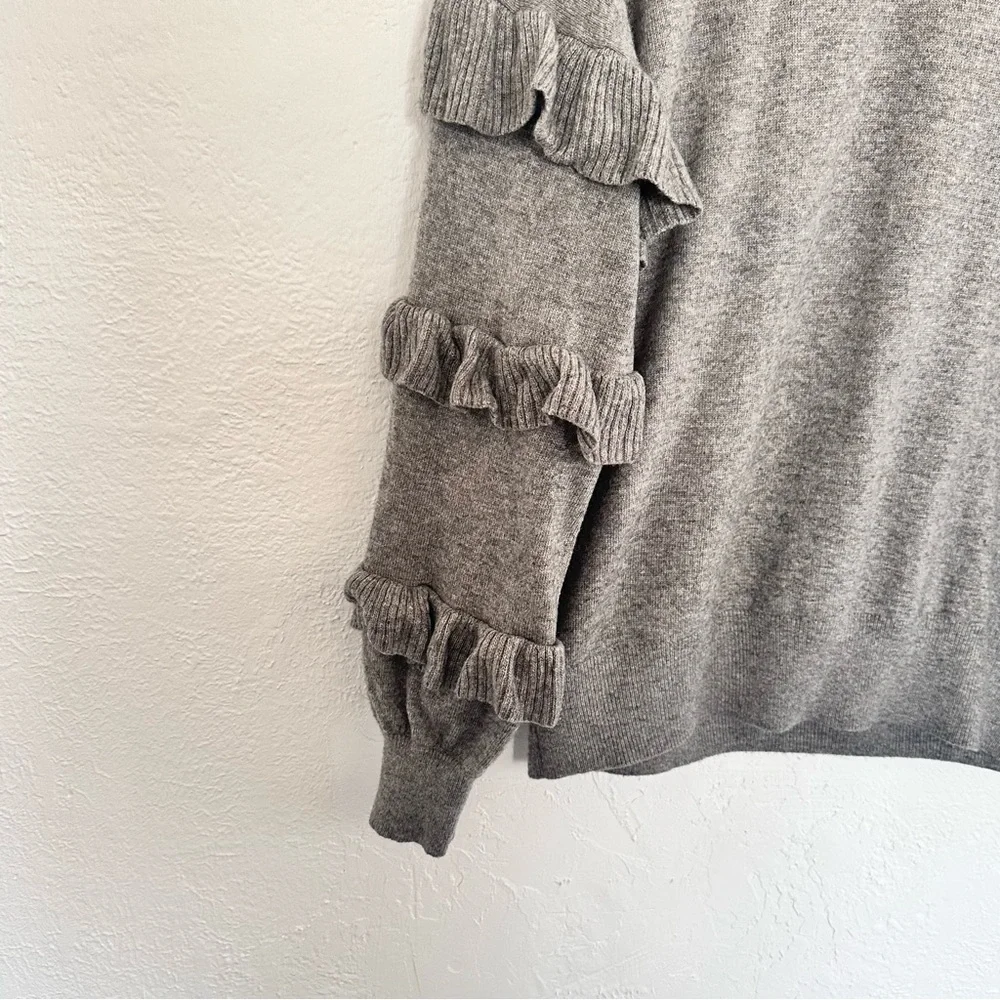 J. Crew Ruffle Sleeve Sweater in Gray